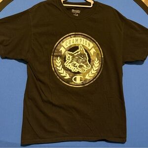 Champion Black T-Shirt with Gold Logo